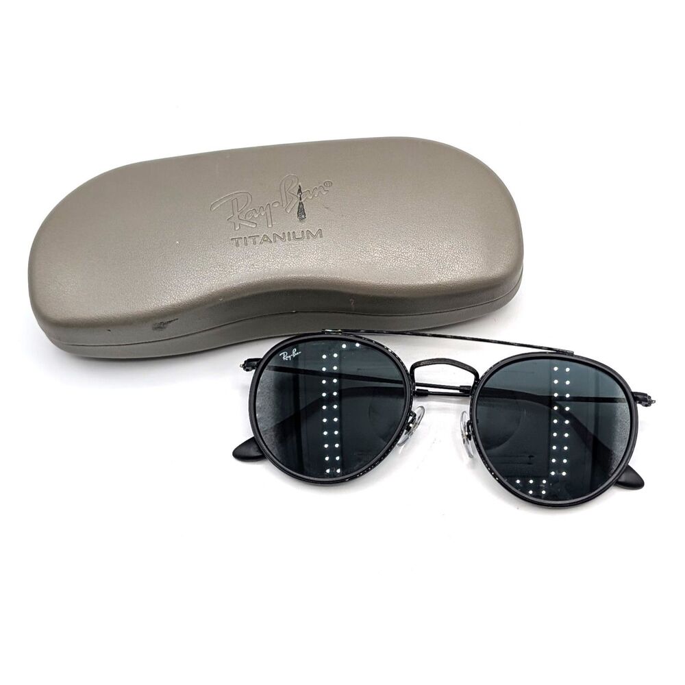 Ray-Ban Round Double Bridge Black Frame Blue Gray Sunglasses RB3647N